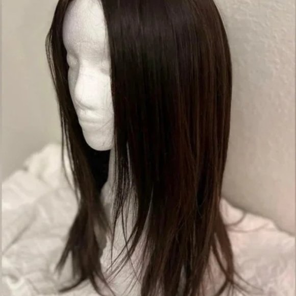 HAND TIED Belle Tress Wig “Tea Leaf Layer” Dark Brown Full Mono - Picture 5 of 6